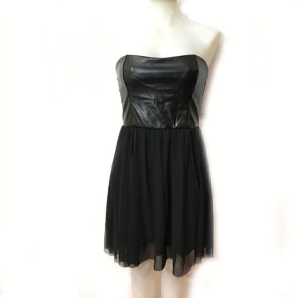 𝅺pleather mesh strapless dress 💚 - Picture 1 of 4